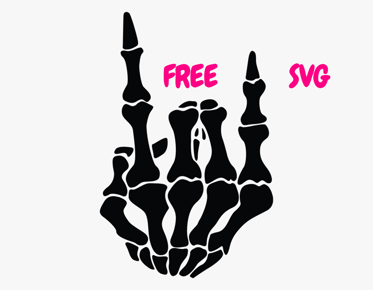 FREE Skeleton Rock Horns SVG Skeleton Hand Rock Sign Cut File