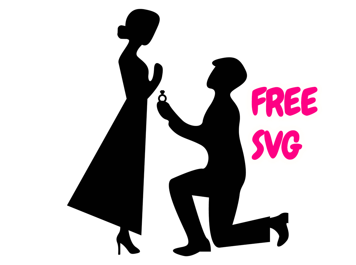 FREE Marriage Proposal SVG Romantic Engagement Silhouette Cut File