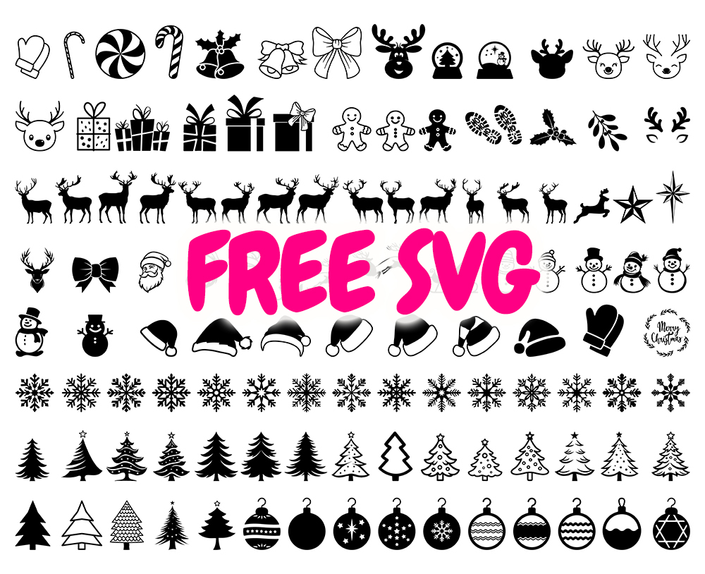 Free Christmas SVG Bundle Holiday Clipart & Winter SVG Collection Christmas silhouettes Cut File
