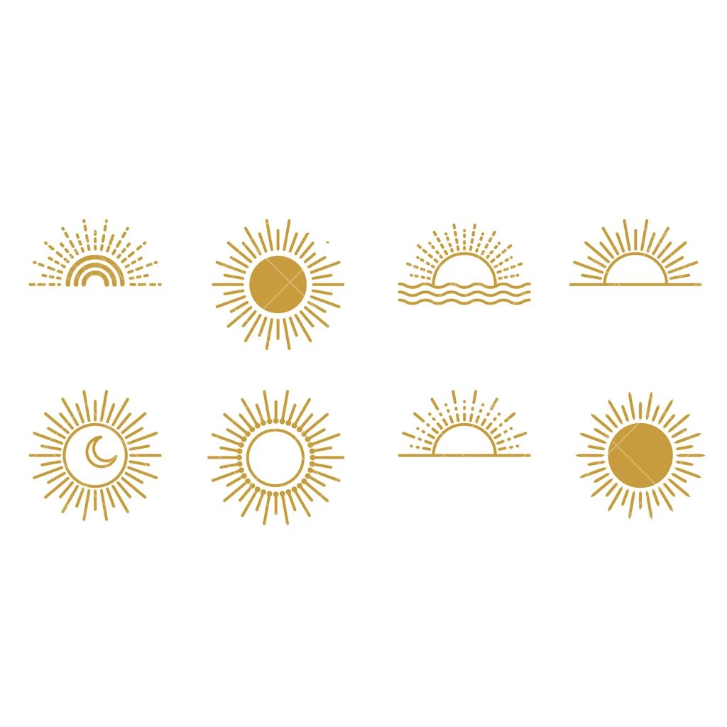 Boho Sun SVG Bundle 30 Pack Sunrise Sunset Sun Rays Celestial Silhouette Icons