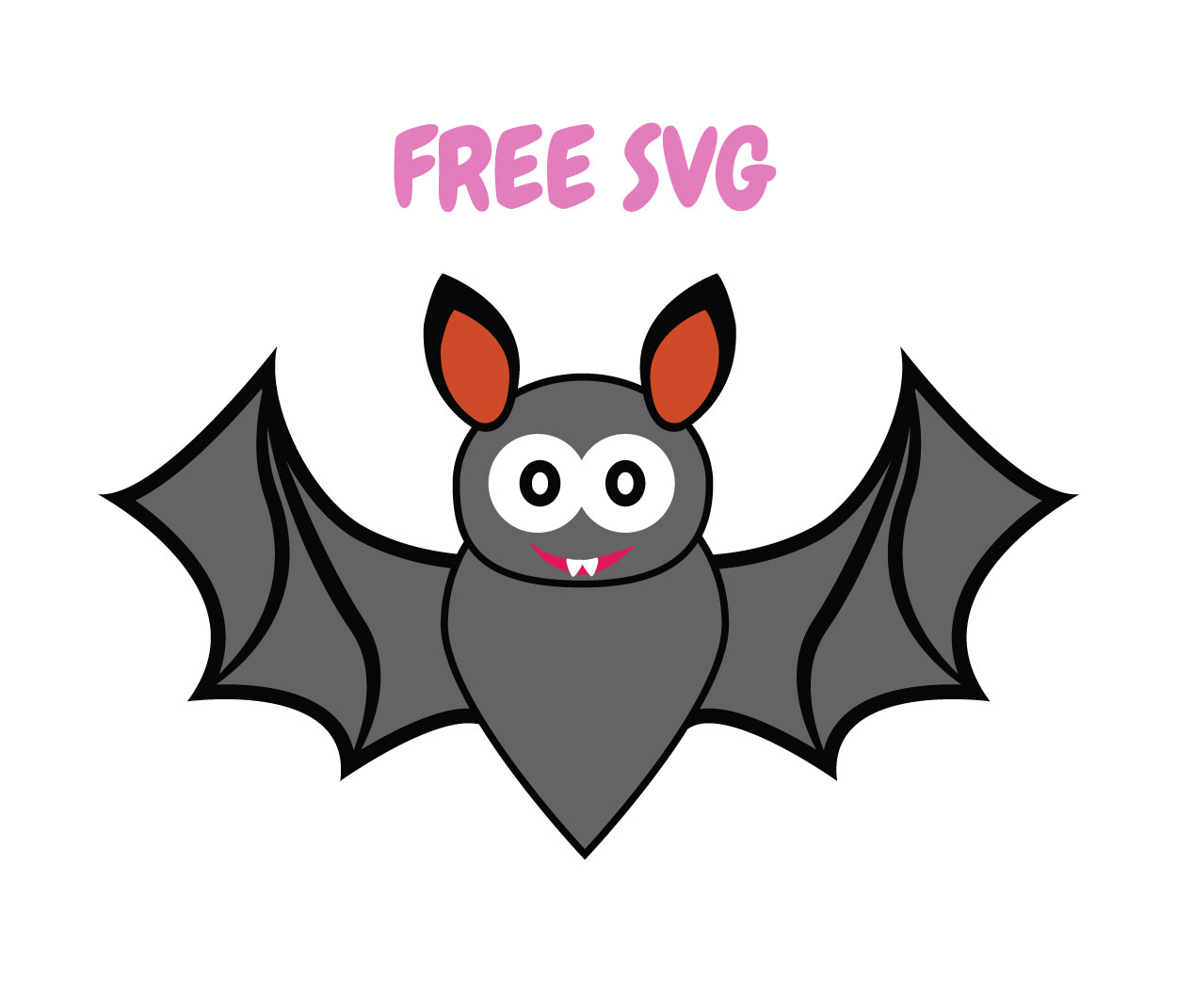 Cute Bat SVG Free Cut File Cricut Silhouette PNG DXF Kawaii Halloween Bat Clipart for Kids