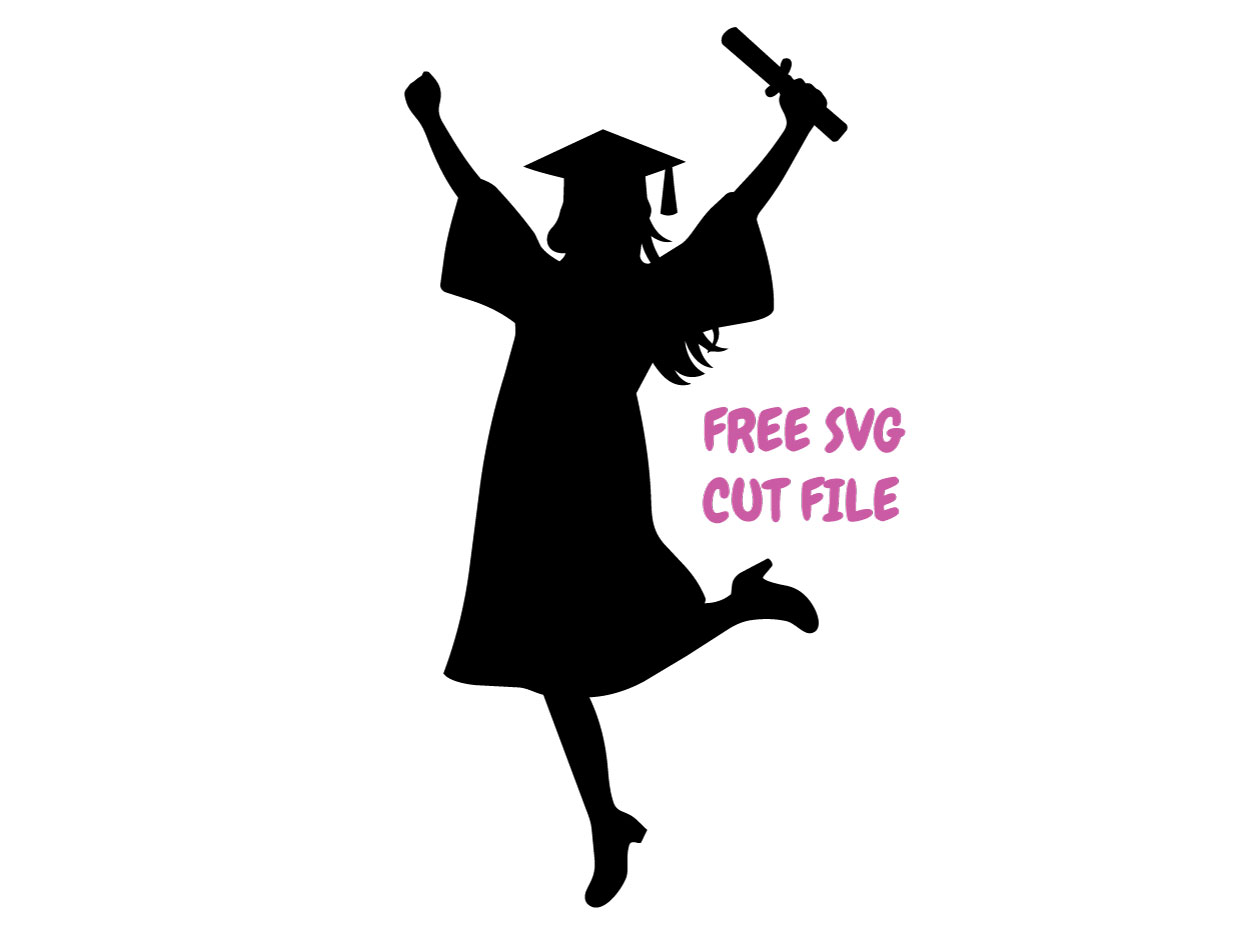 Graduation Girl SVG Free Cut File Cricut Silhouette PNG DXF Graduate Silhouette Class of 2026 Design