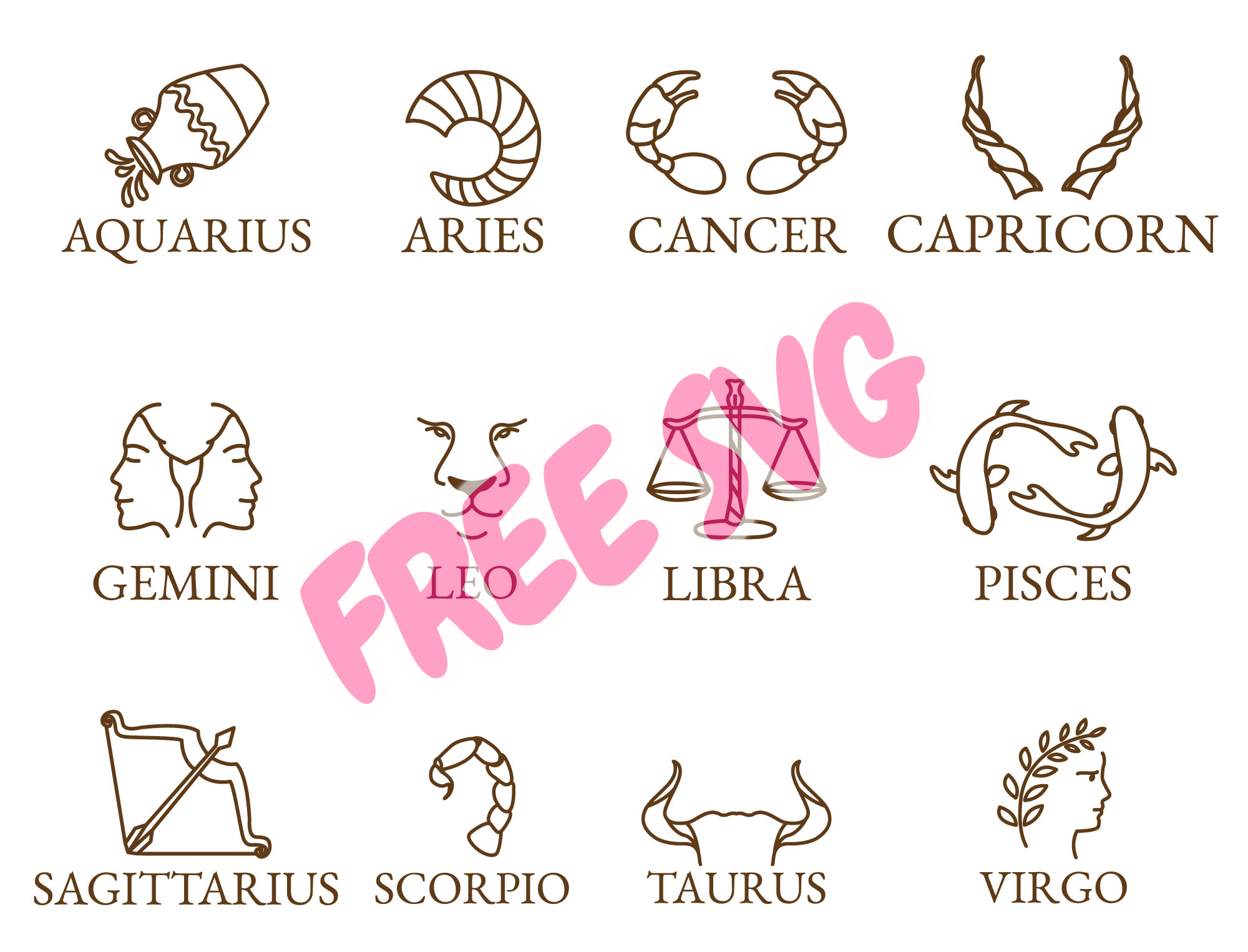 Zodiac Signs SVG Bundle - Astrology Symbols SVG, Horoscope Cricut Cut Files, Star Signs SVG Set