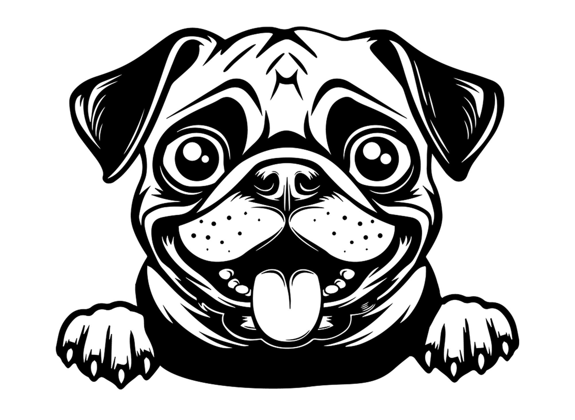 FREE Peeking Pug SVG  Cute Pug Dog Cut File SVG Cut File Bumper Sticker Car Decal Template