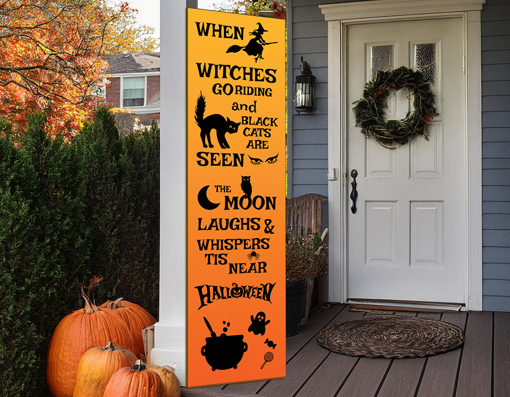 FREE Halloween Porch Sign SVG Bundle Spooky Welcome & Trick or Treat Vertical Signs Farmhouse Sign