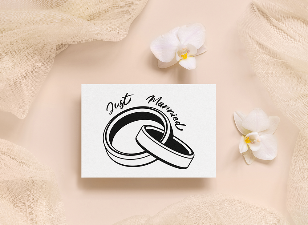 FREE Just Married Wedding Rings SVG Chained Ring with Heart Design