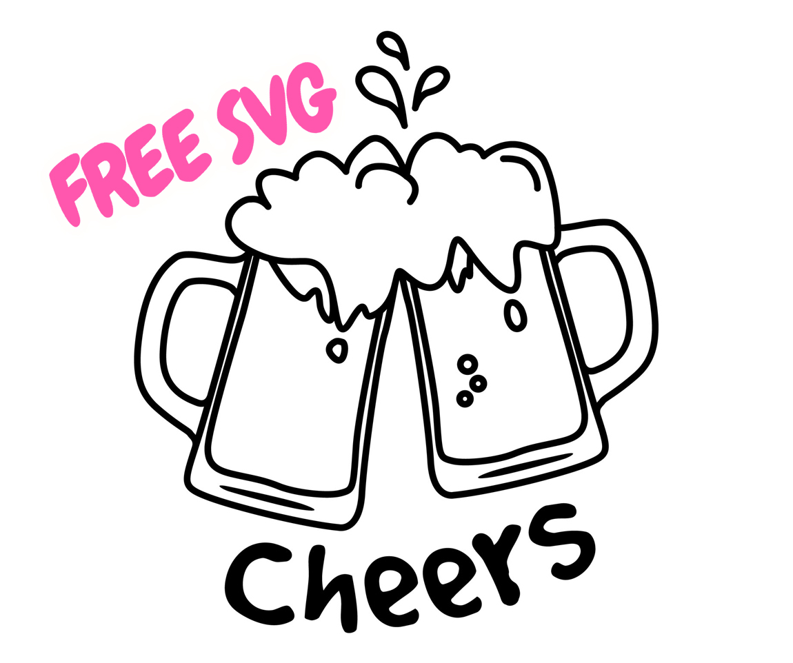 Cheers Beer SVG | Clinking Beer Mugs SVG | Beer Cheers Cut File for Cricut Silhouette Laser Cut