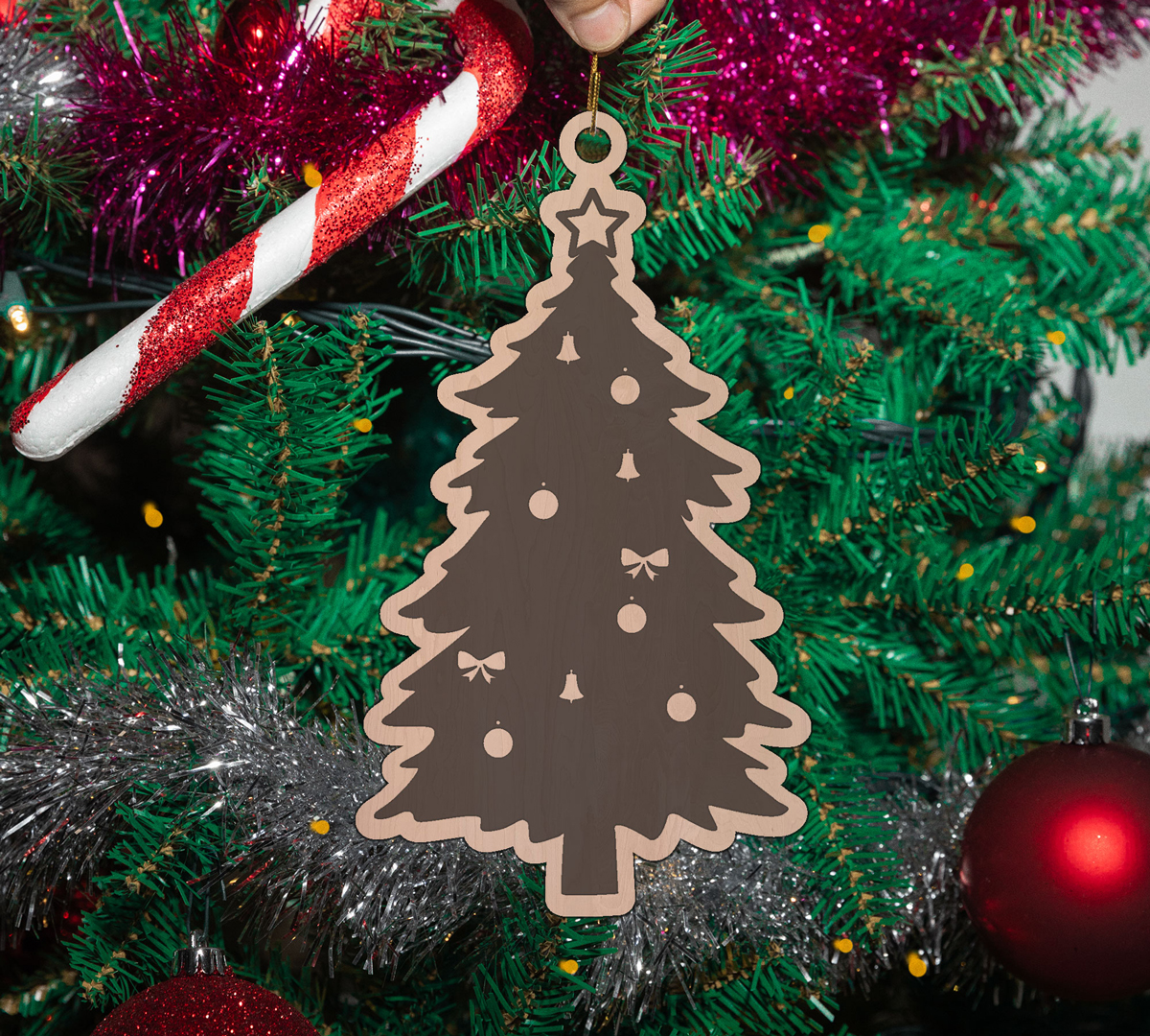 Christmas Tree Ornament SVG Layered Christmas Tree Decoration SVG Laser Cut Holiday Ornament for Cricut Silhouette