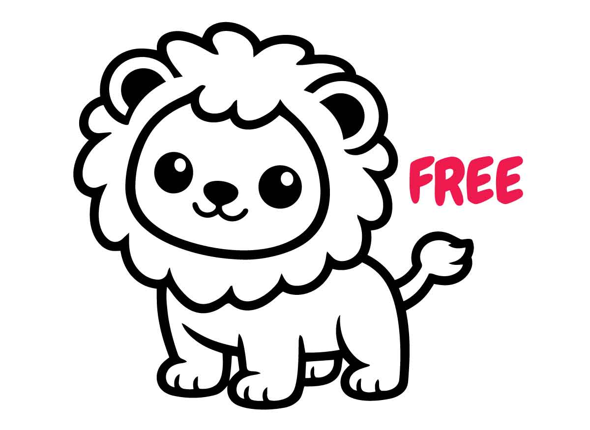 Kawaii Lion SVG | Cute Lion SVG | Baby Lion Clipart SVG for Cricut Silhouette