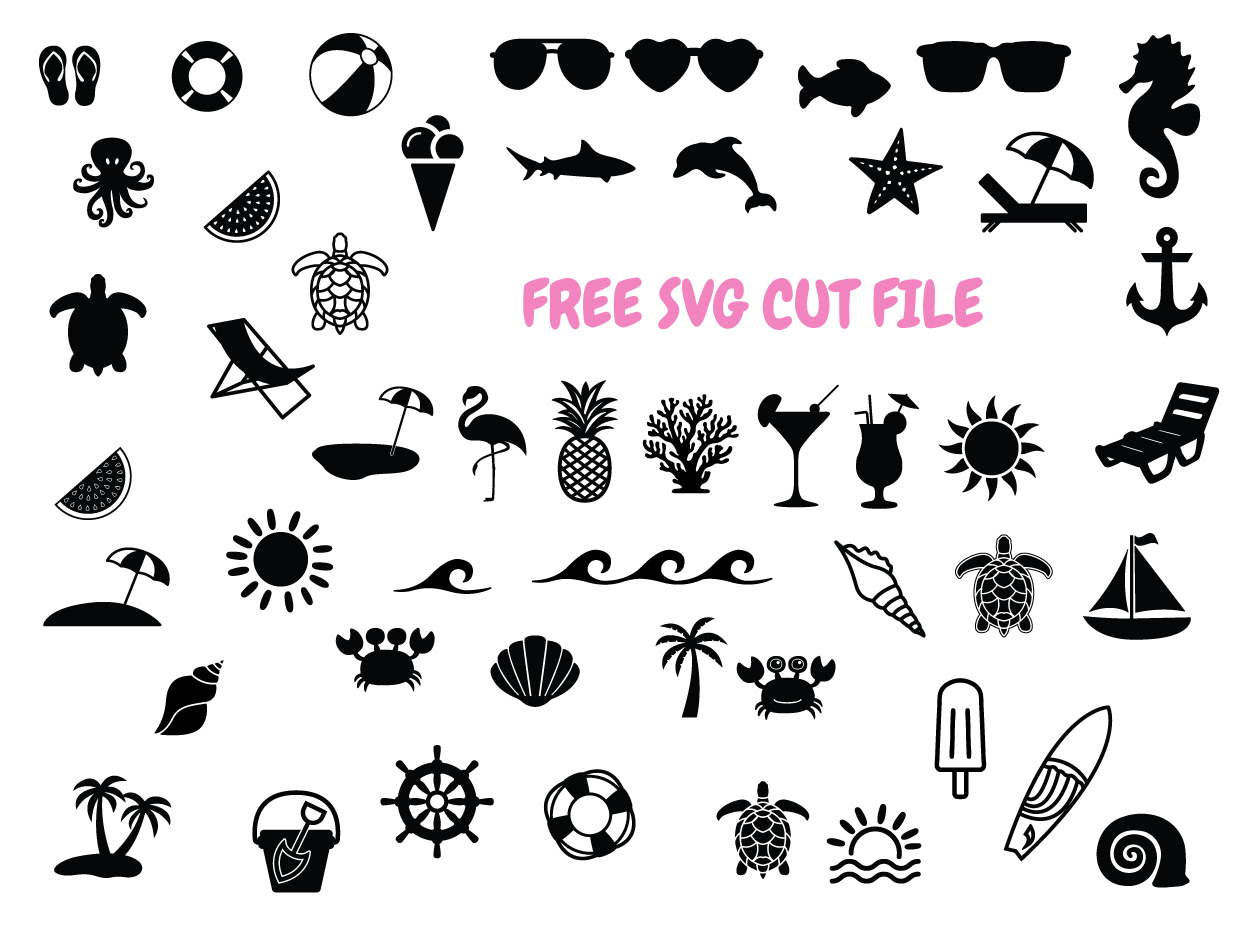 Summer SVG Bundle Beach Icons Cricut Cut Files PNG DXF Tropical Vacation Beach Clipart SVG Bundle
