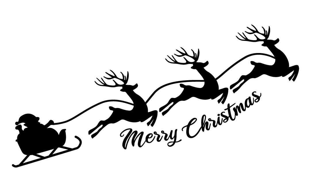 FREE Santa Sleigh and Reindeer SVG Merry Christmas Cut File