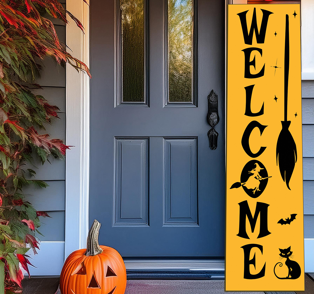 FREE Halloween Porch Sign SVG Bundle Spooky Welcome & Trick or Treat Vertical Signs Farmhouse Sign