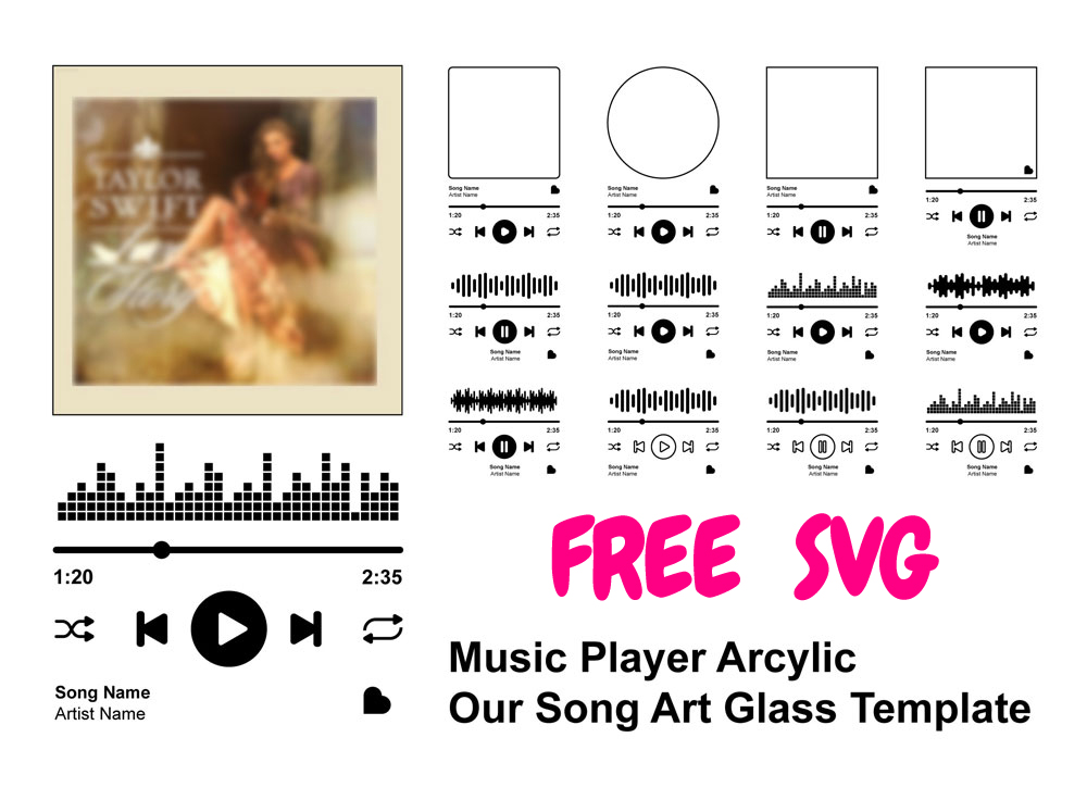 FREE Music Player SVG Spotify Style Song Frame Cut File