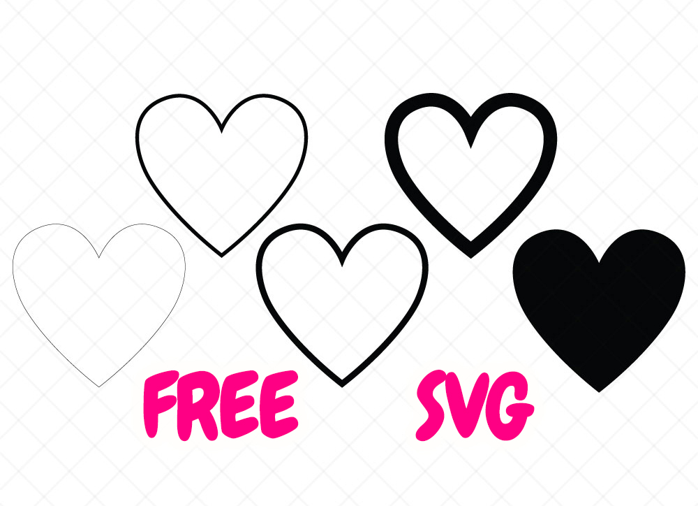 FREE Hearts SVG Bundle Simple Heart Outline & Solid Heart Cut Files