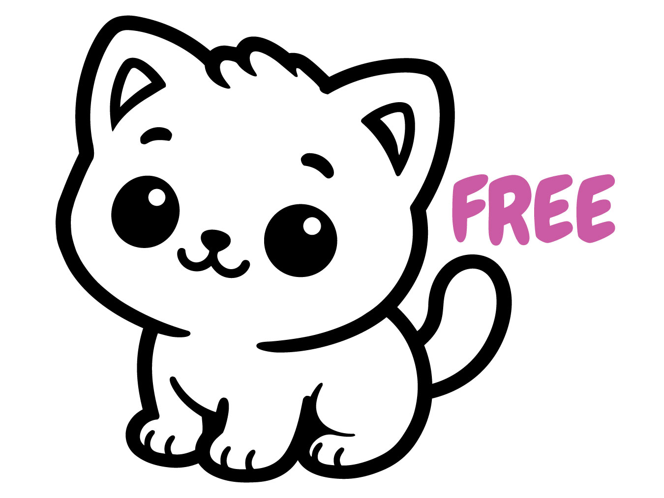 Cute Kitty SVG | Kawaii Cat SVG | Cartoon Cat Clipart SVG for Cricut Silhouette