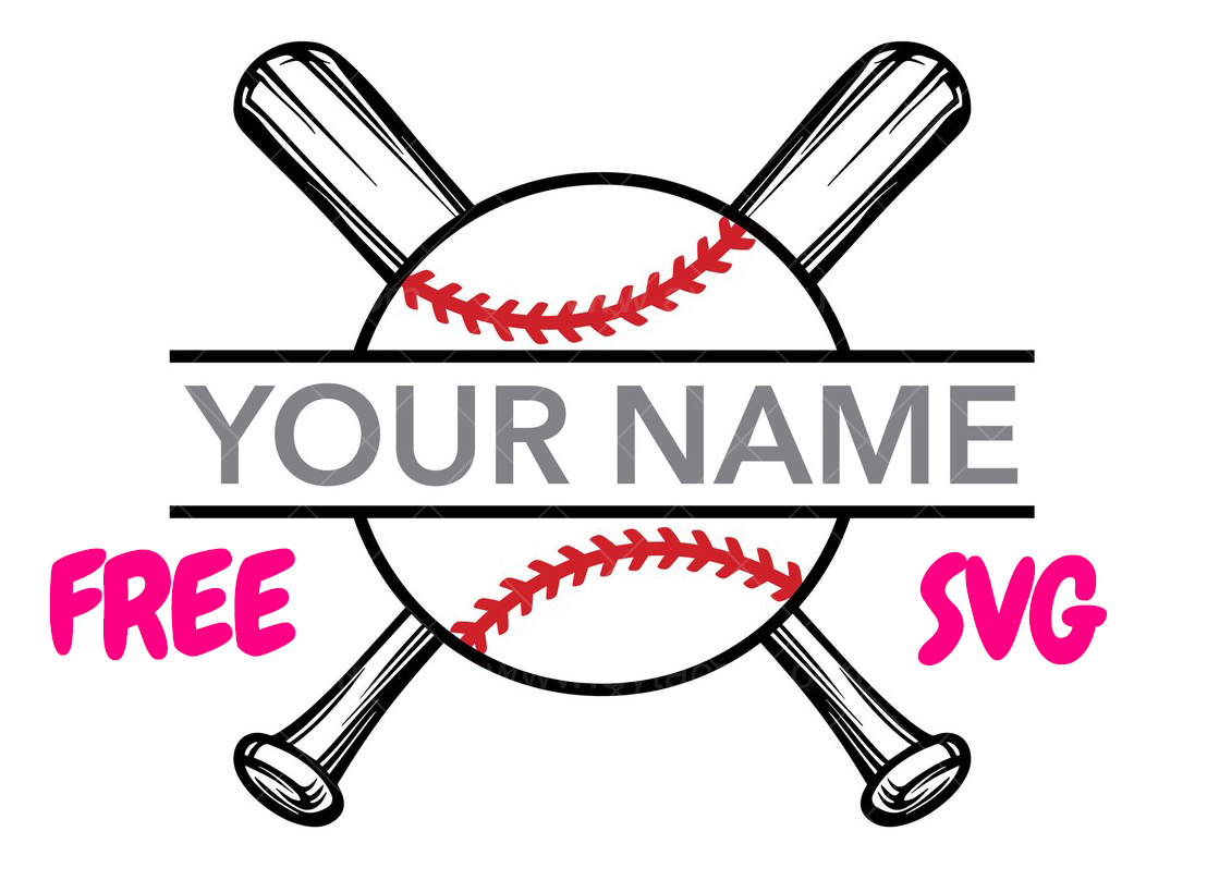 Baseball Monogram SVG – Crossed Bats & Ball Name Frame – Custom Baseball Team Shirt Cut File