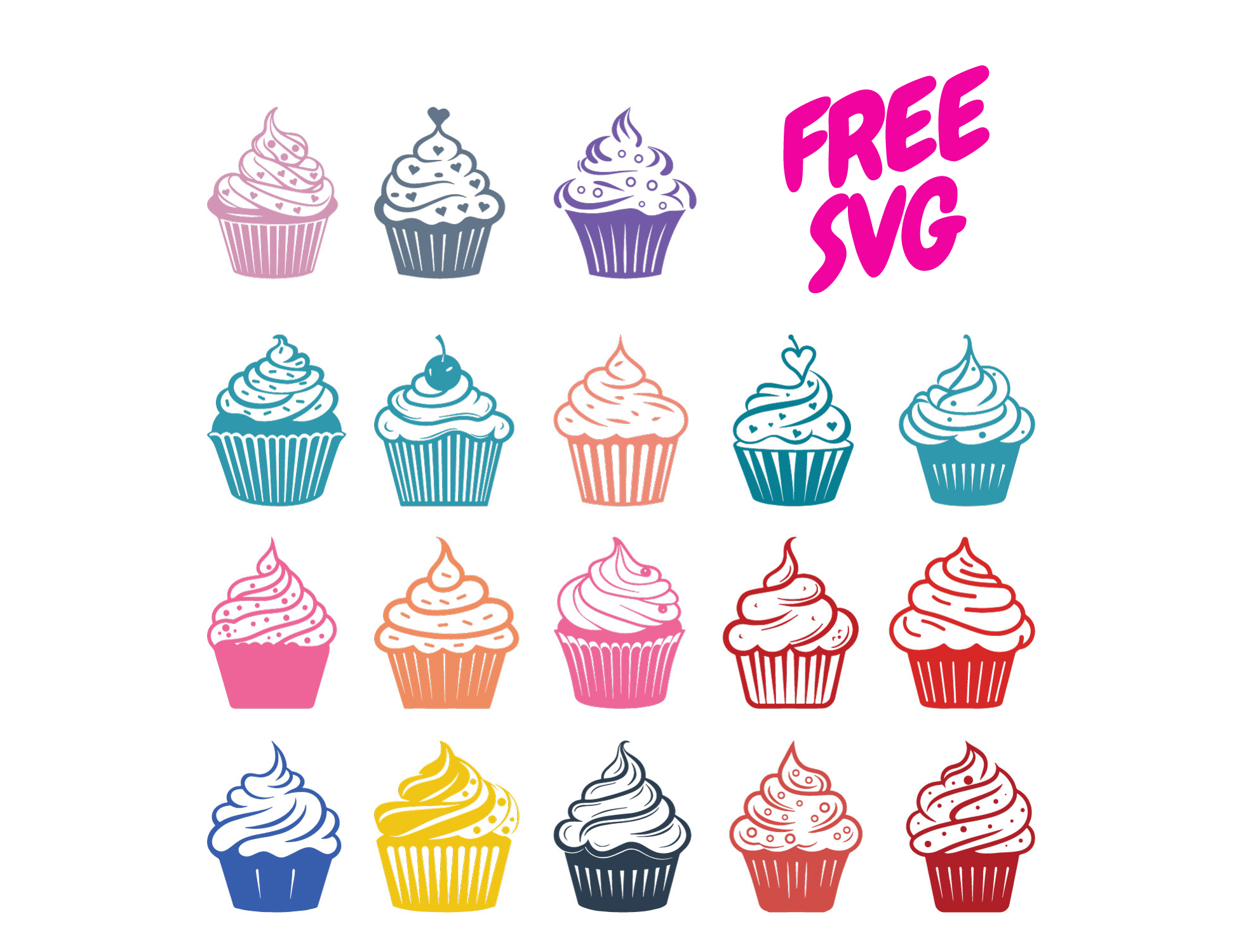 Cupcake SVG Bundle - Cute Cupcake Clipart SVG, Dessert Cupcake Cricut Cut Files