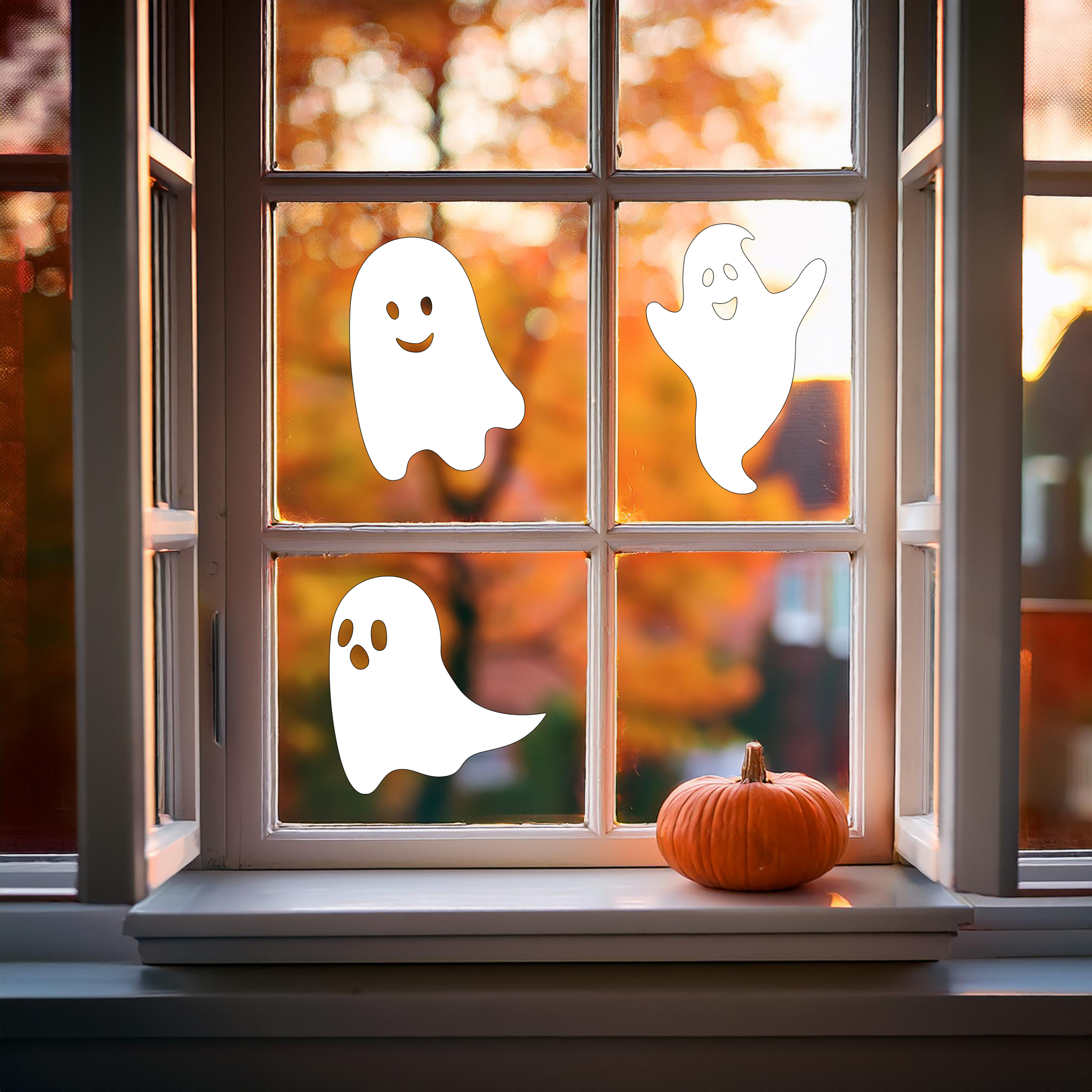 Smiling ghost silhouette vector Spooky cute ghost decal SVG Silhouette Cameo Halloween ghost file Trick or treat ghost SVG Ghost bundle laser cut file