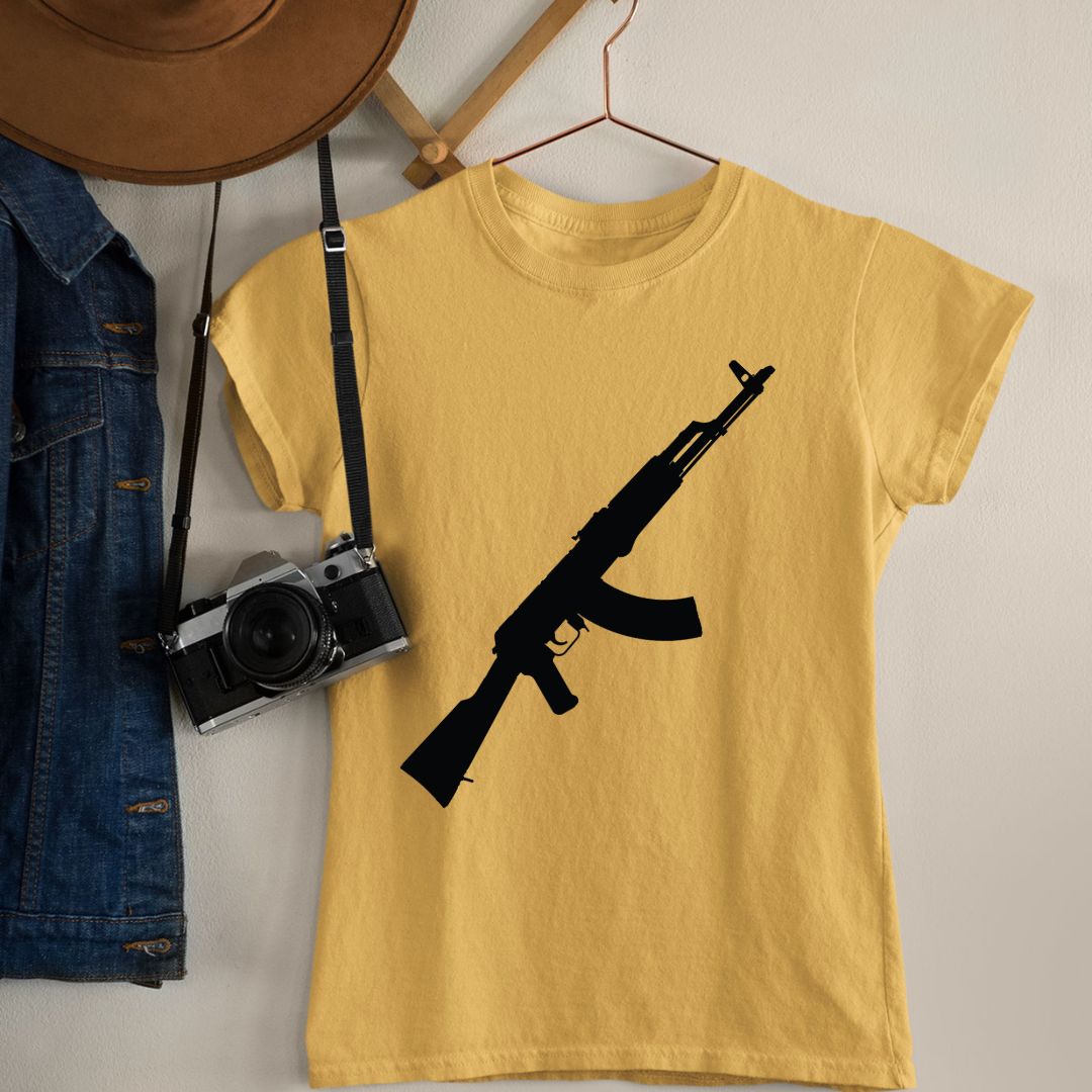 AK47 rifle silhouette SVG vector Tactical rifle line drawing SVG file Rifle outline vector illustration AK style rifle silhouette cut file Detailed rifle line art