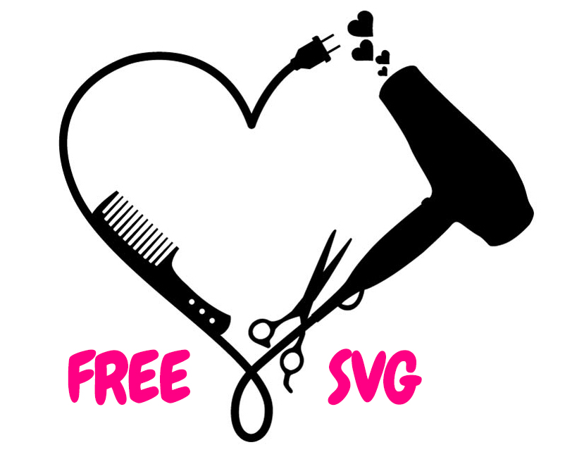 FREE Hairdresser Heart SVG Hair Stylist Tools Heart Cut File