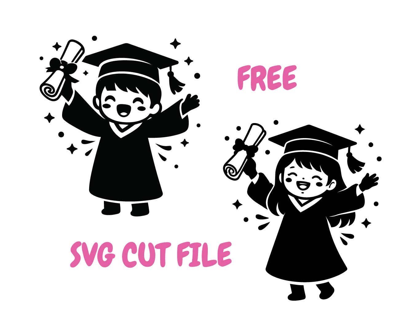 Graduation Kids SVG Cut File Bundle Girl Graduation SVG Boy Graduate SVG for Cricut Silhouette