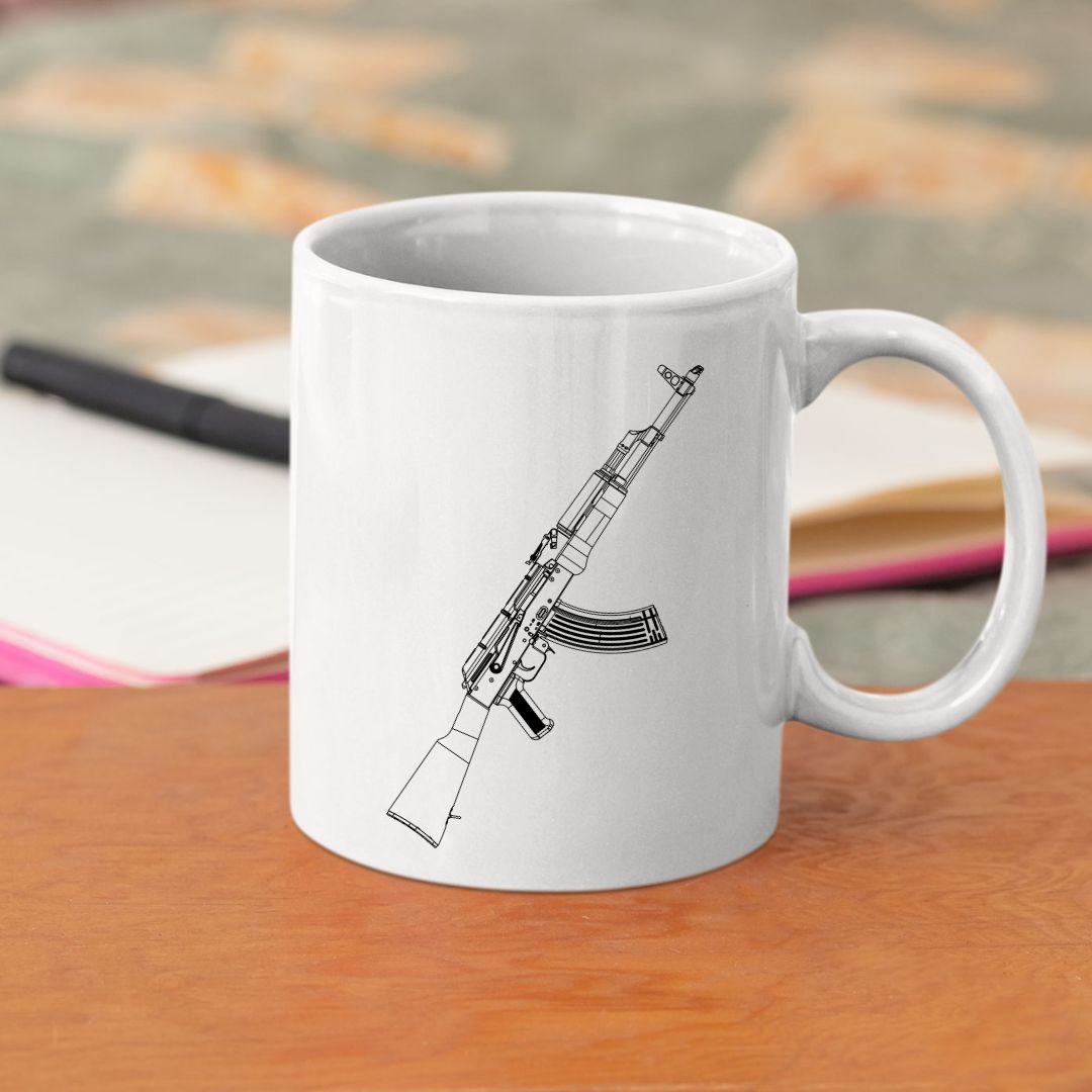 AK47 rifle silhouette SVG vector Tactical rifle line drawing SVG file Rifle outline vector illustration AK style rifle silhouette cut file Detailed rifle line art