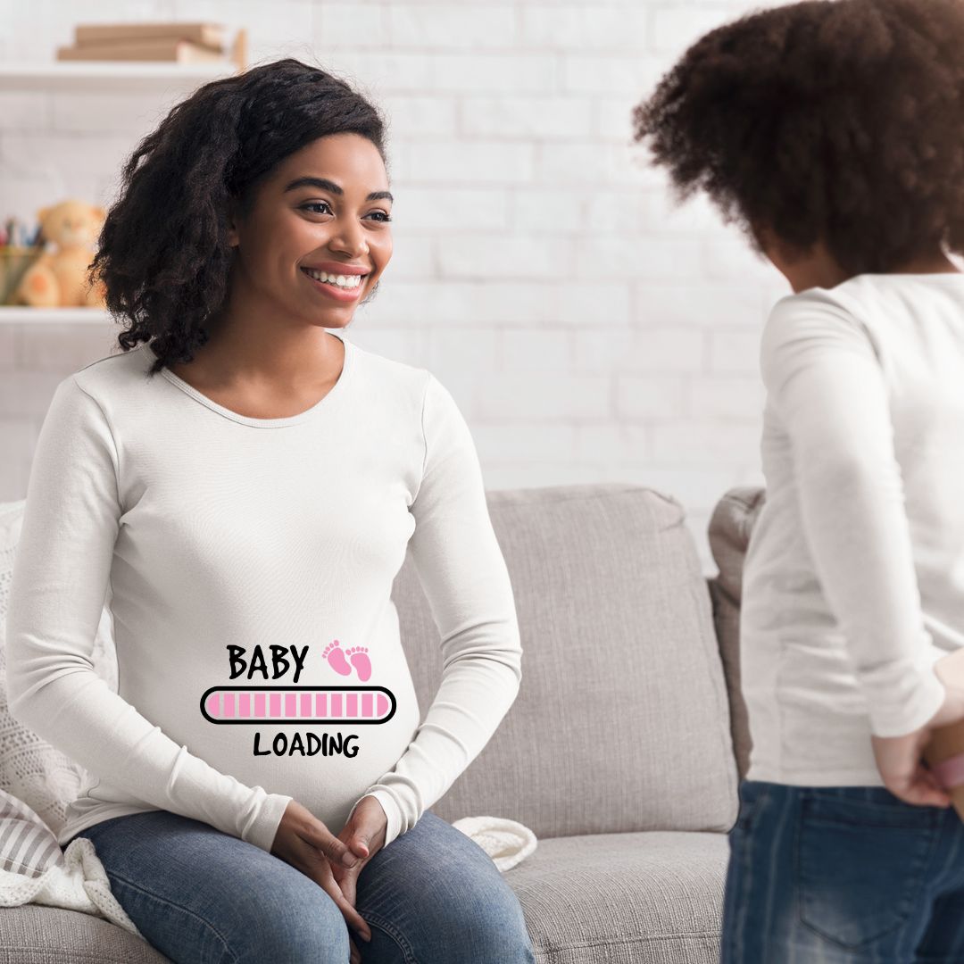 Baby shower shirt design blue and pink Pregnancy reveal shirt SVG  Baby loading maternity shirt design Cricut baby announcement cut file