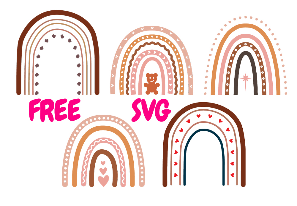 FREE Cute Rainbow SVG Boho Rainbow Nursery Cut File Cute Rainbow SVG Cut File
